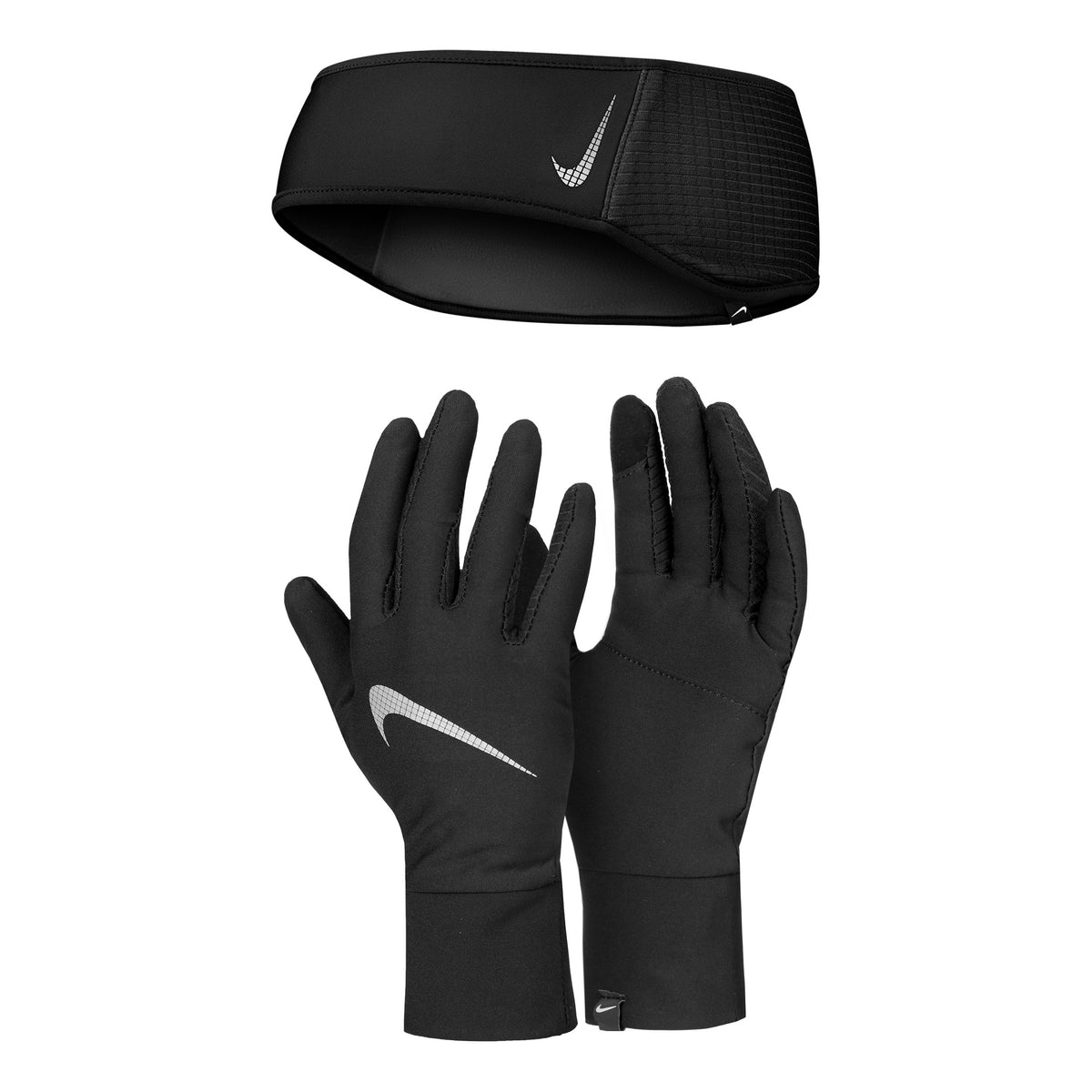 Nike Essential Running Set Stirnband + Running gloves Women-black,silver