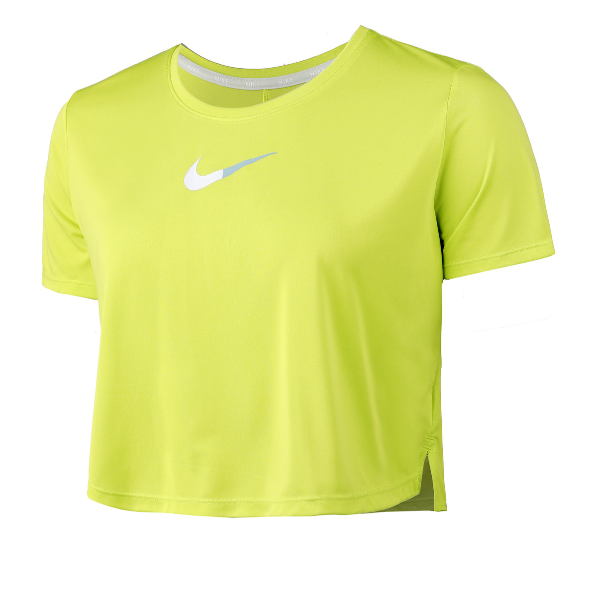 Nike Dri-Fit One Color-Blocked Standard-Fit Cropped T-Shirt Women - neon green,