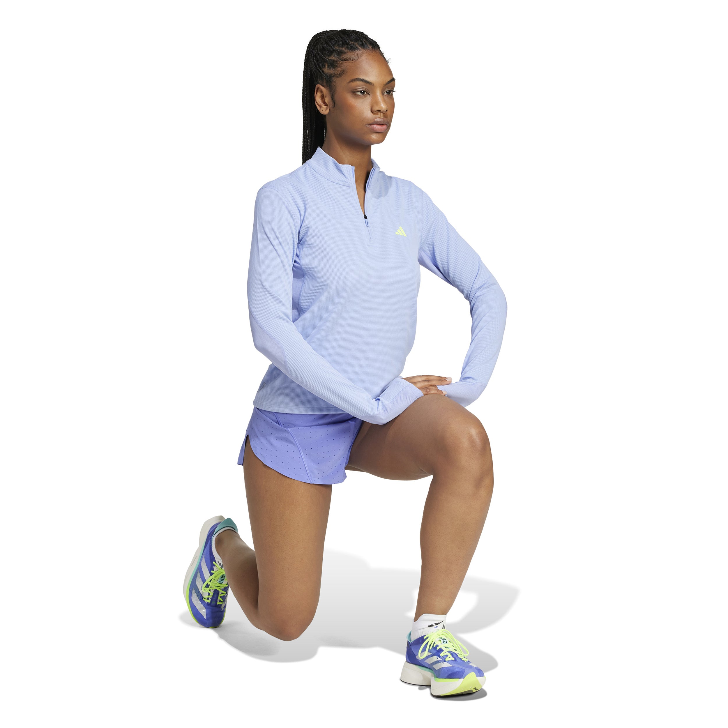 Adizero 1/4 Zip Running Shirt Women-Light Blue | Running Point