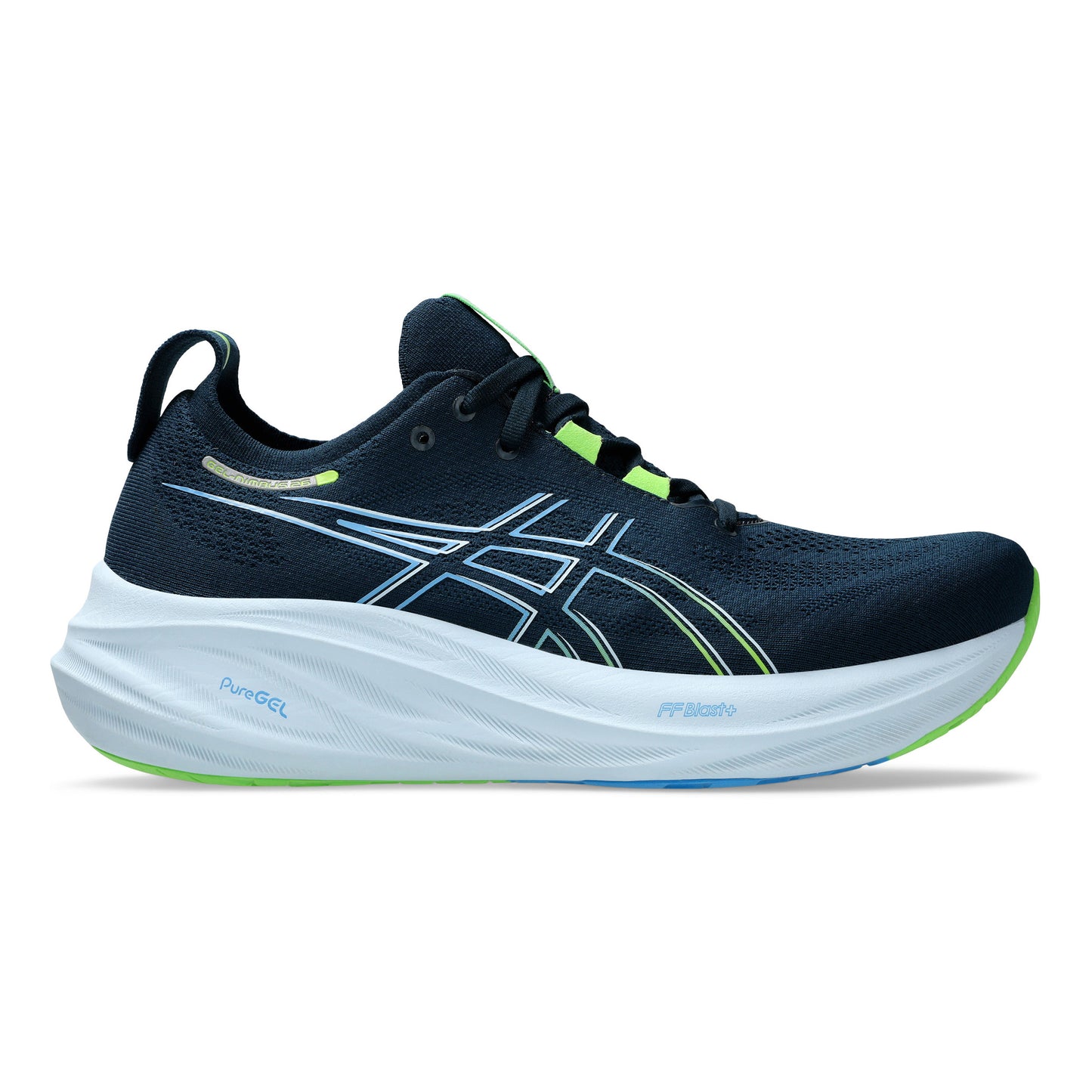 ASICS Gel-Nimbus 26 Neutral running shoe Men - dark blue, neon green