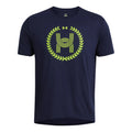 Run Everywhere Wreath SS Running Shirt Men-Dark Blue,Neon Yellow