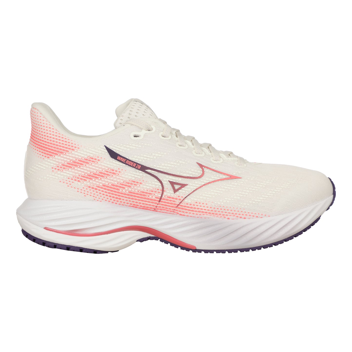 Mizuno Wave Rider 28 Neutral Running Shoe Women-White,Pink
