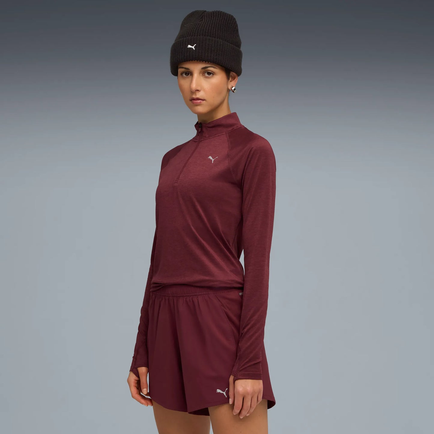Puma Velocity Cloudspun 1/4 Zip Running Shirt Women-Red