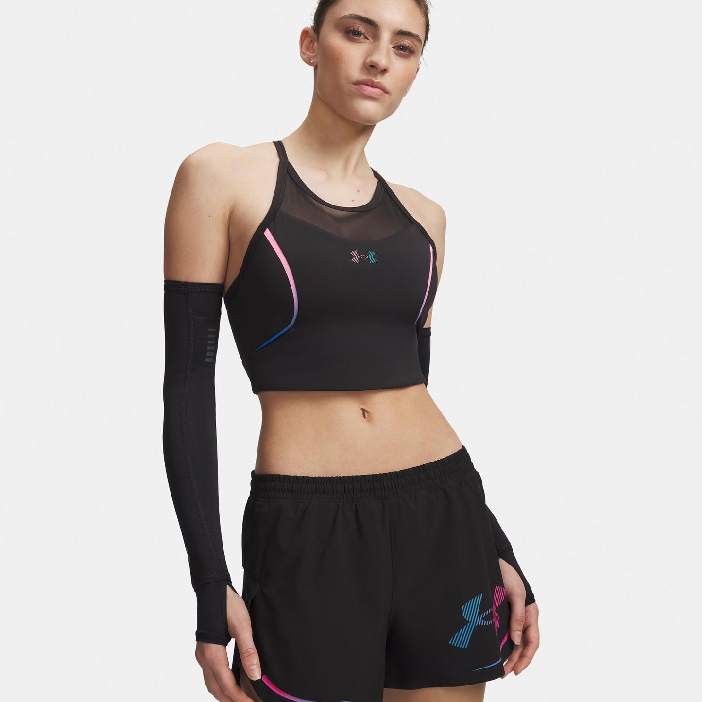 Under Armour Velociti Elite Crop  Running shirt Women-black, pink