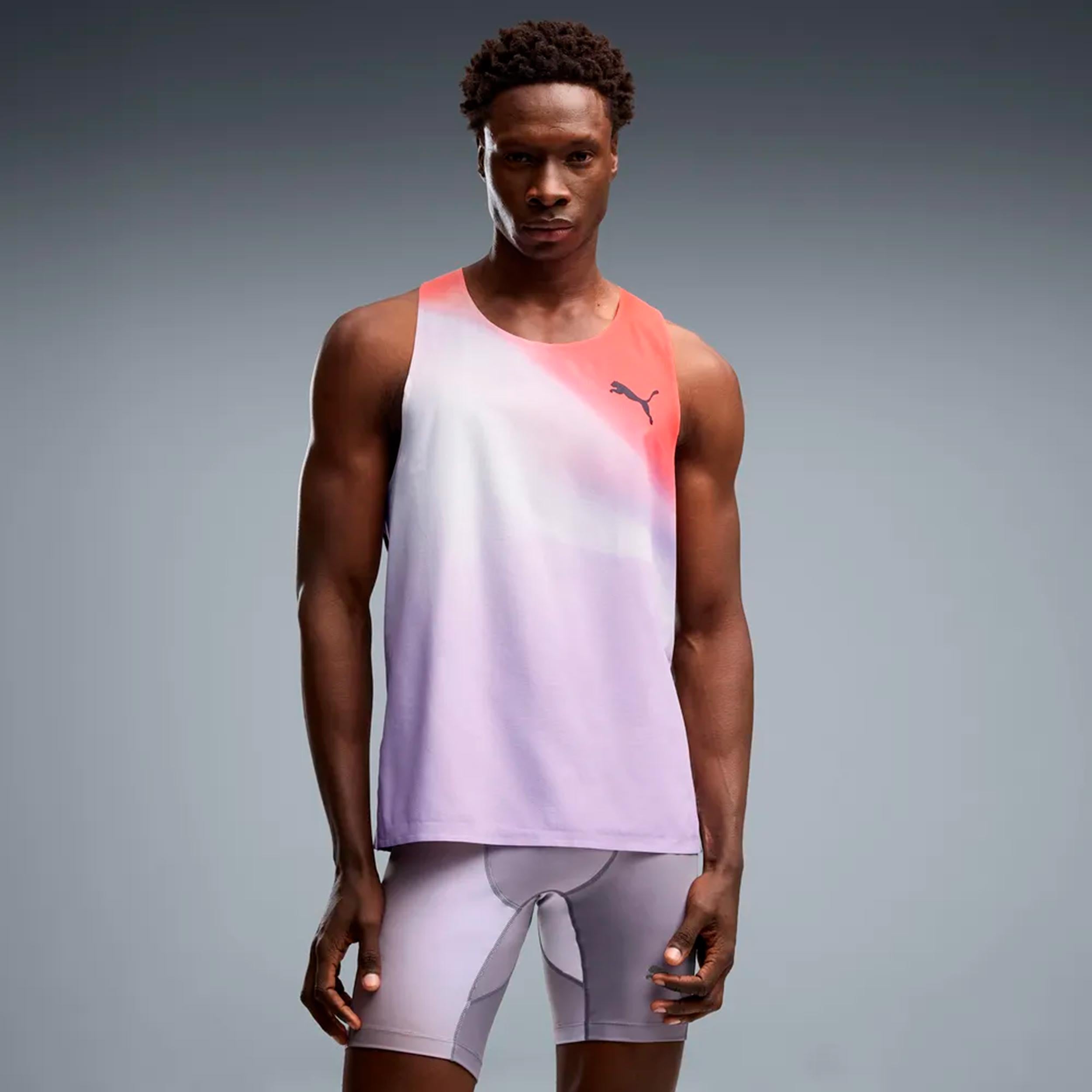 Puma Lightspeed Ultraweave Graphic  Running shirt Men - lightgrey, orange