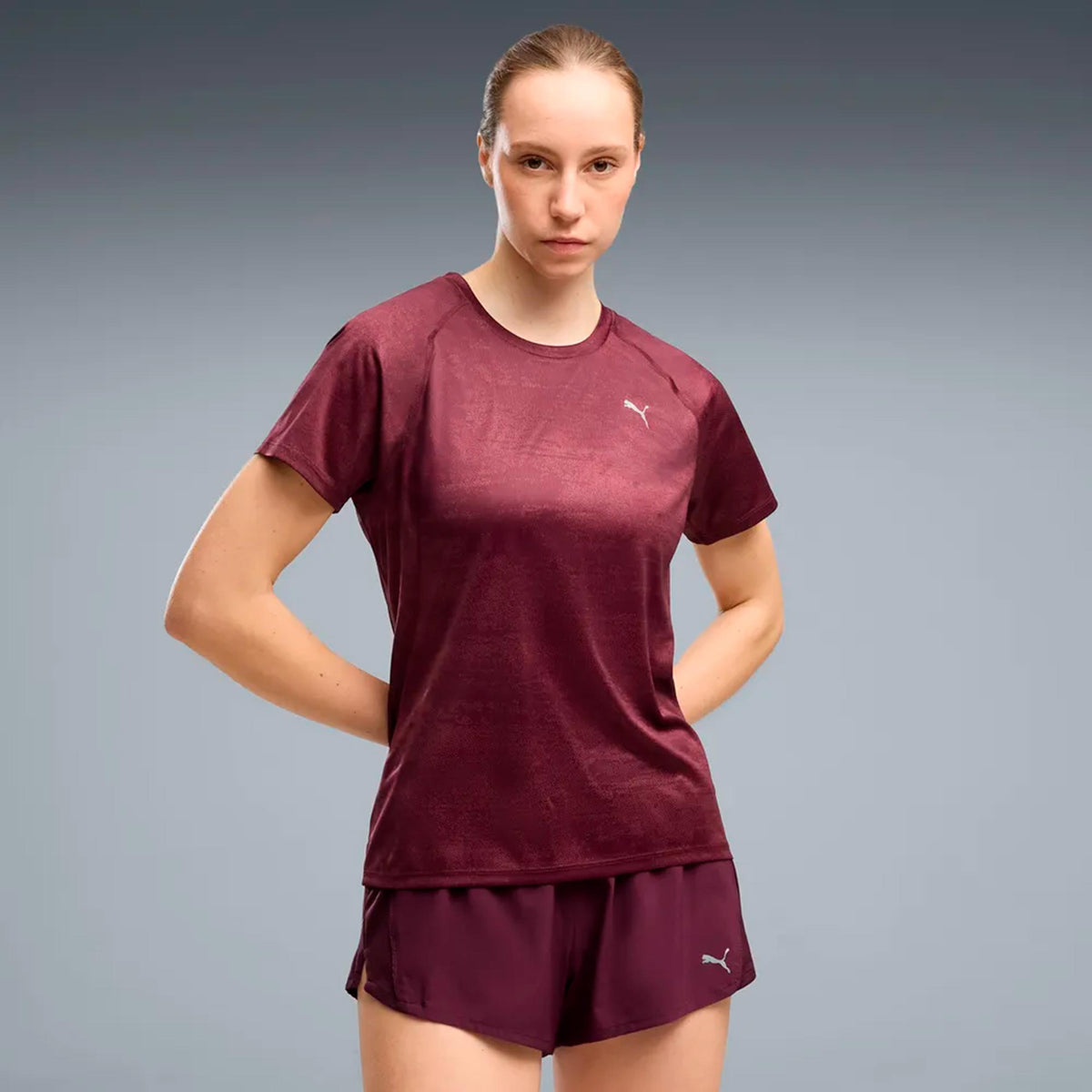 Puma Velocity AOP  Running shirt Women - dark red