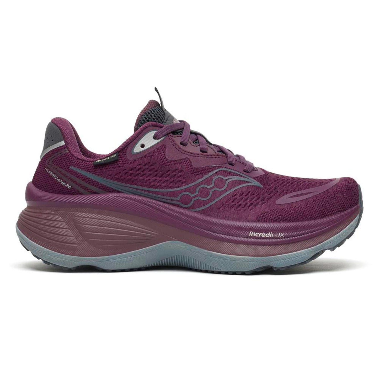 Saucony Hurricane 26 GTX Stability running shoe Women - wine red, grey