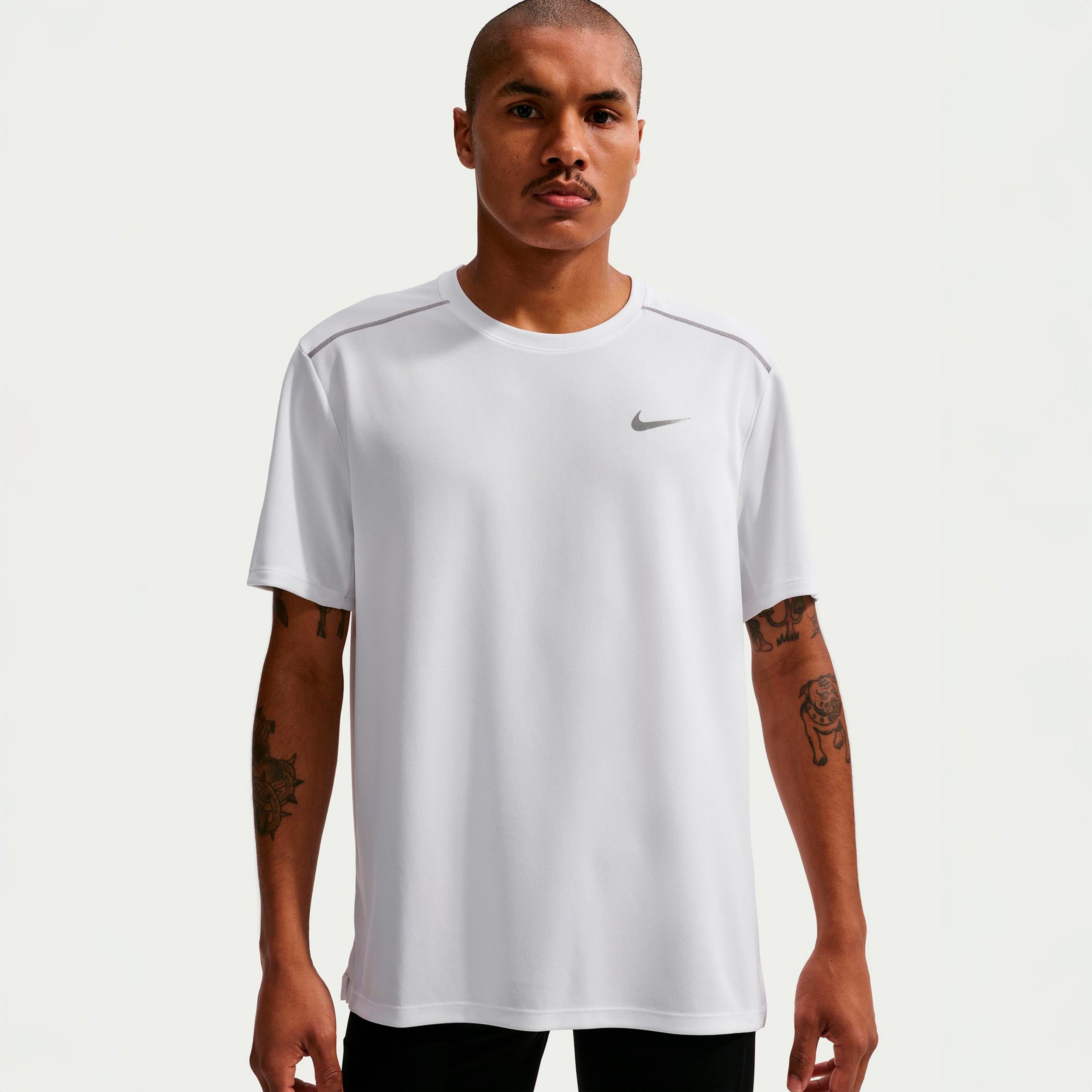 Nike Miler  Running shirt Men - white, silver