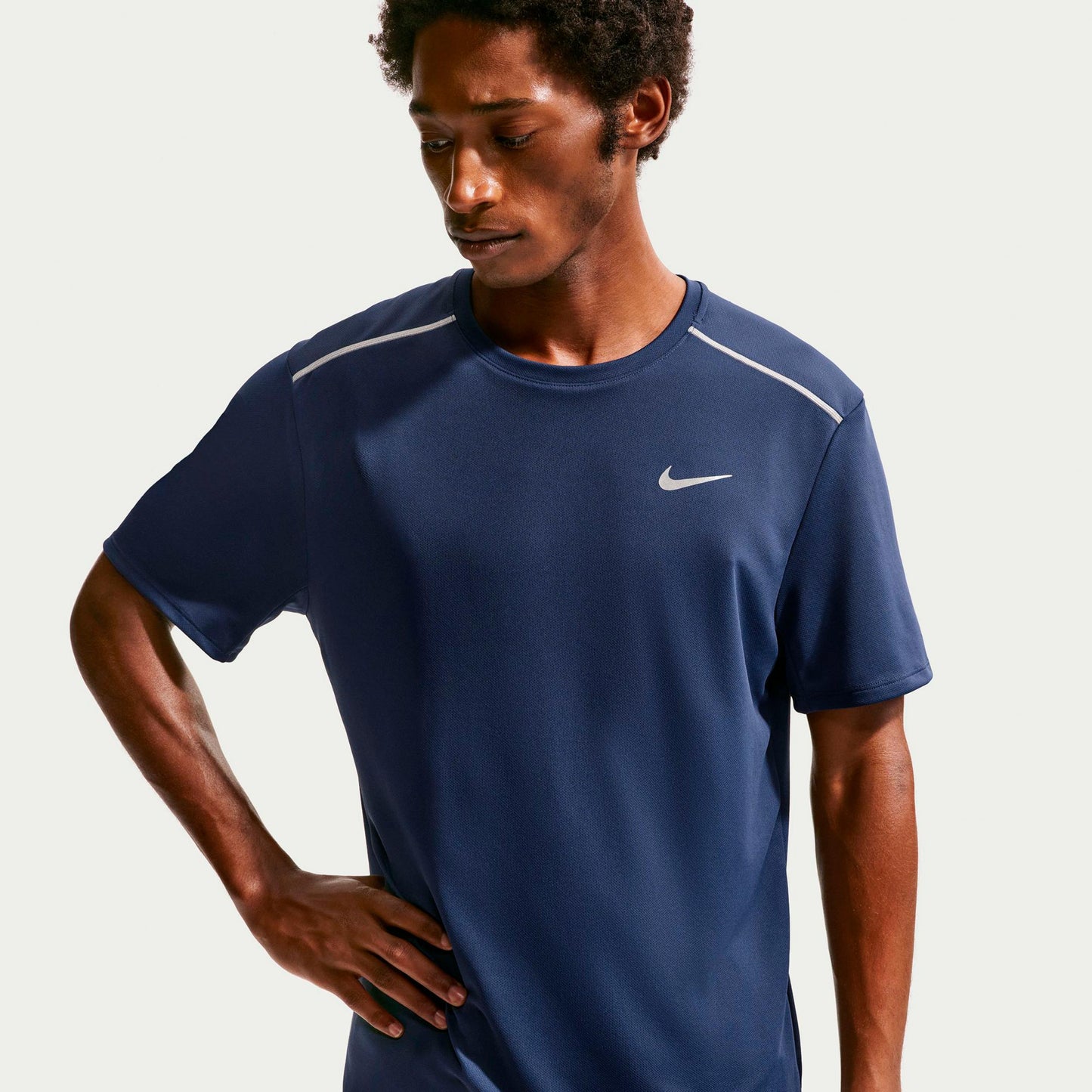 Nike Miler  Running shirt Men - dark blue, silver