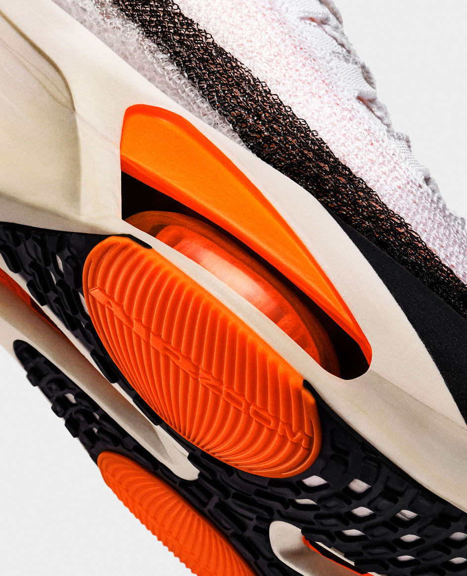 Outsole of the Nike Alphafly 3 with the two Air Zoom units in the forefoot