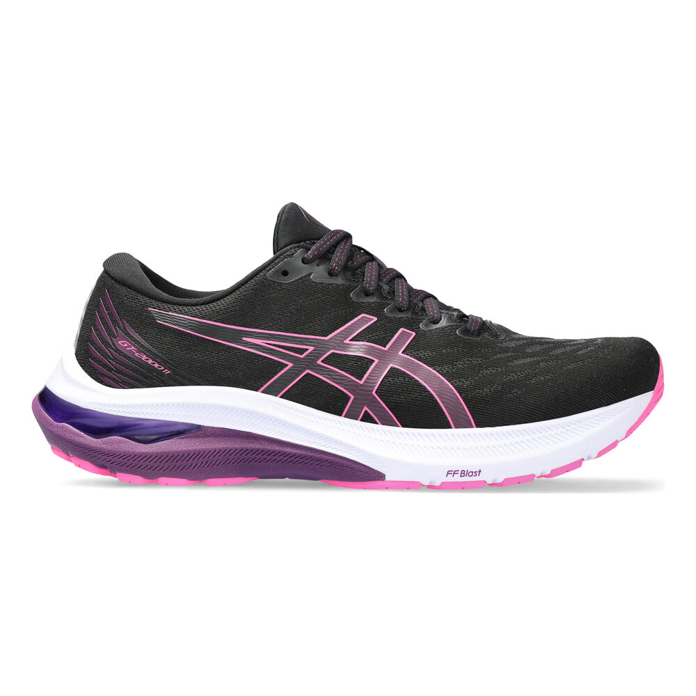 asics gt-2000 11 stability running shoe women - black, pink, size 5.5
