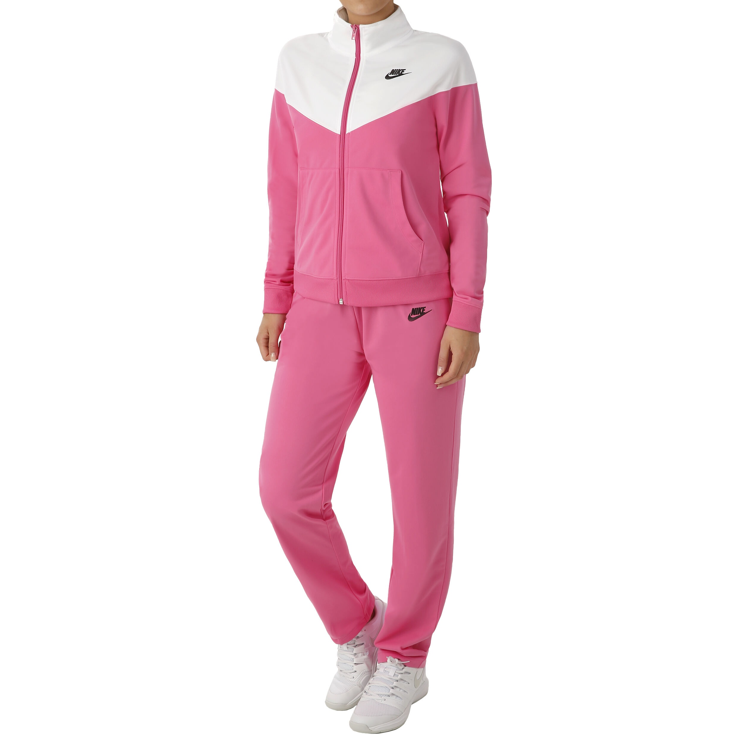 Pink and white nike jogging suit online