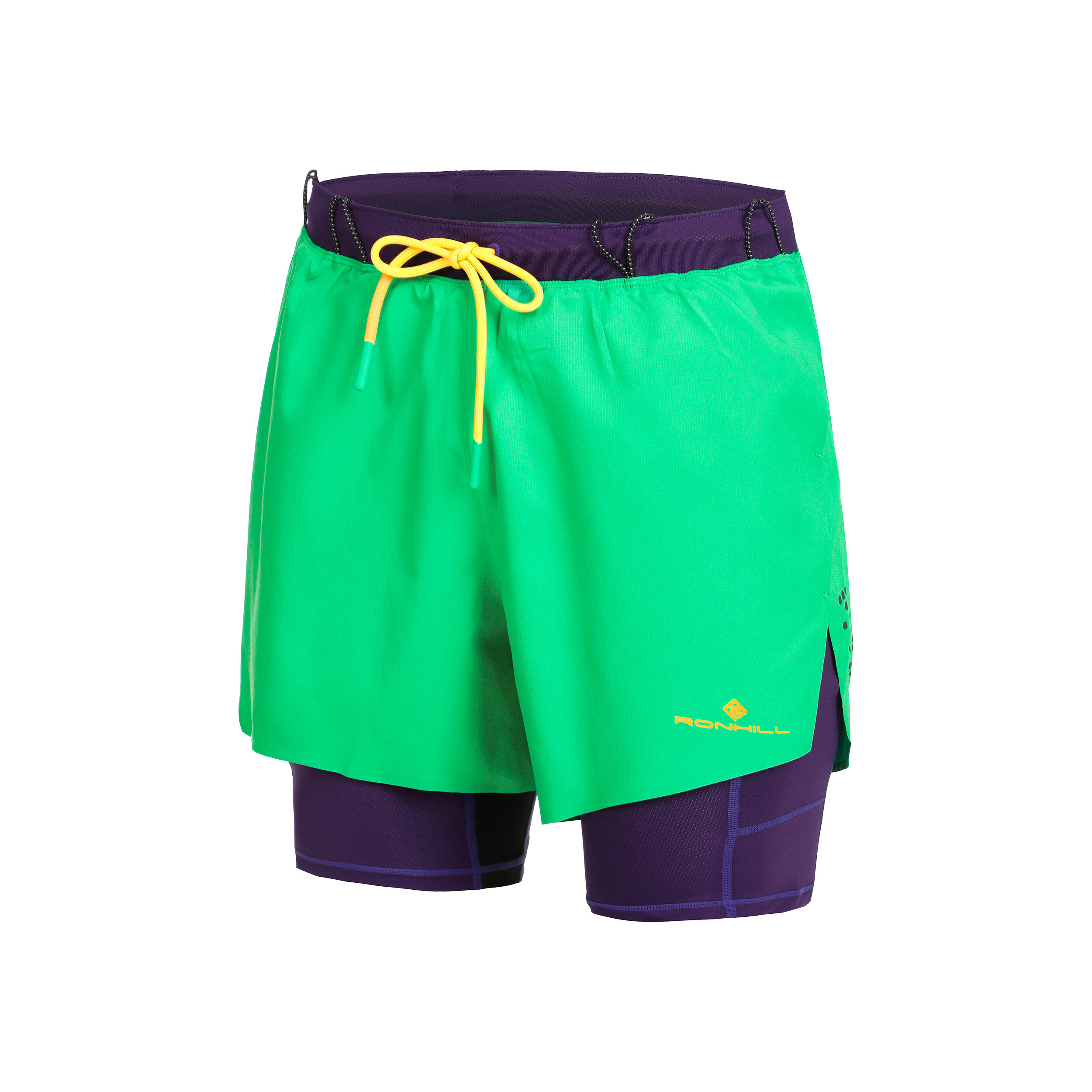 Buy Ronhill Tech Distance Twin Shorts Men Green Violet online Running Point UK