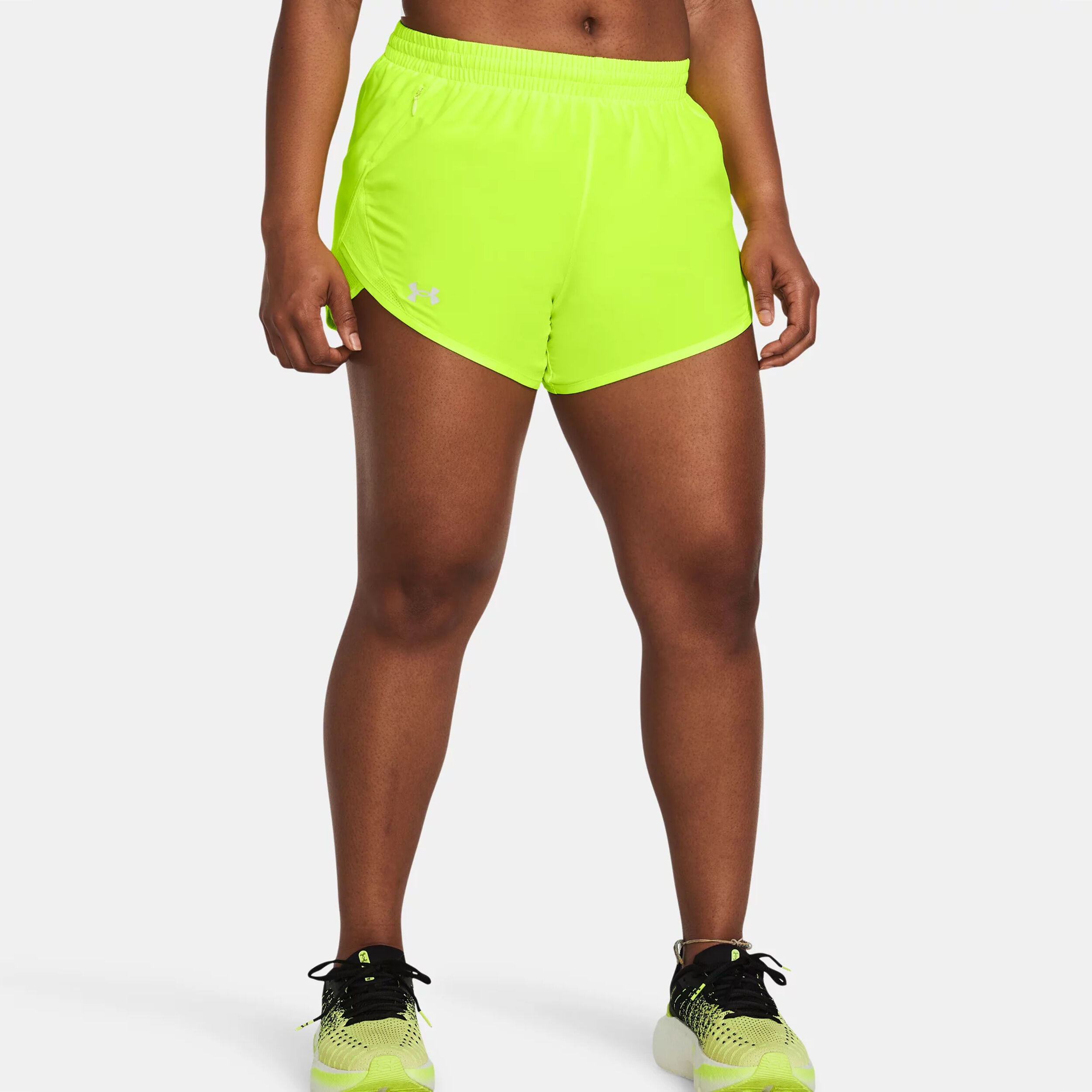 (取寄) アンダーアーマー レディース フライ バイ ショーツ Under Armour women Under Armour Fly By Shorts High-Vis Yellow/High-Vis Yellow/Reflective Womens Shorts Neon Sport Shorts Buy Under Armour Fly By Running