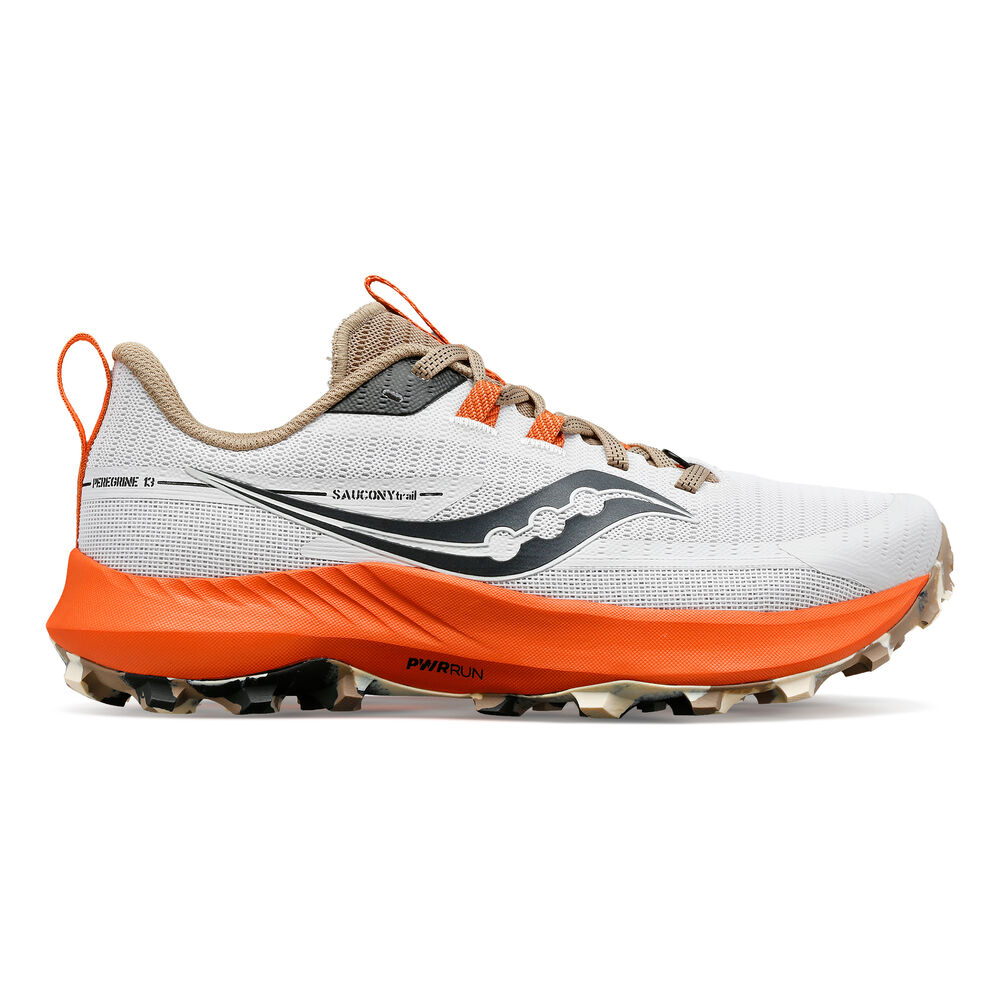 saucony peregrine 13 trail running shoe women - white, orange, size 5