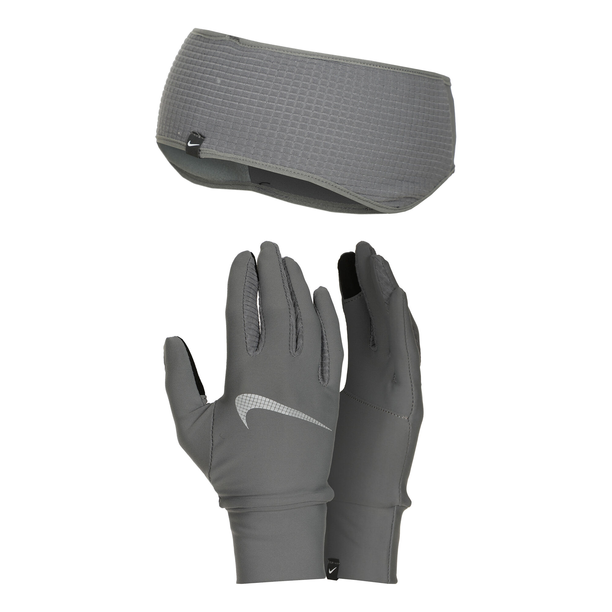 Buy Nike Essential Running Set Stirnband + Running Gloves Women Grey,  Silver online