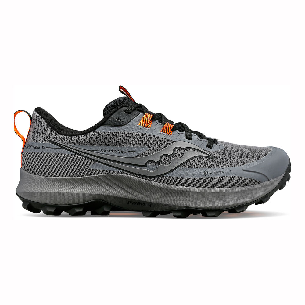 saucony peregrine 13 gtx trail running shoe men - grey, black, size 9.5