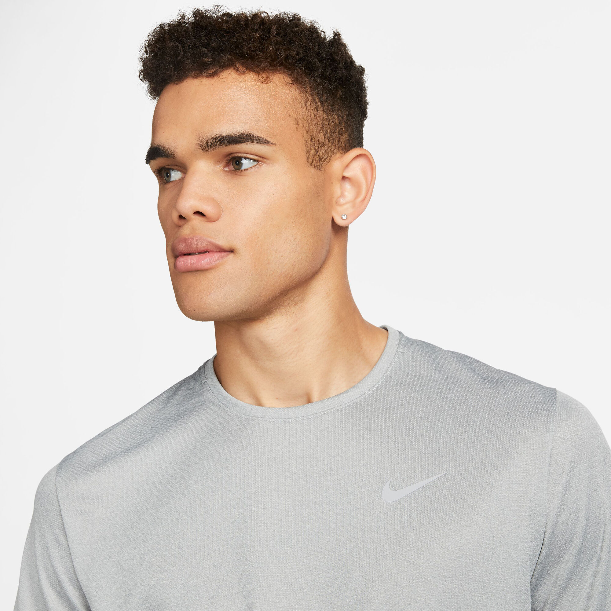 buy Nike Dri-Fit Miler UV Running Shirts Men - Grey | Running