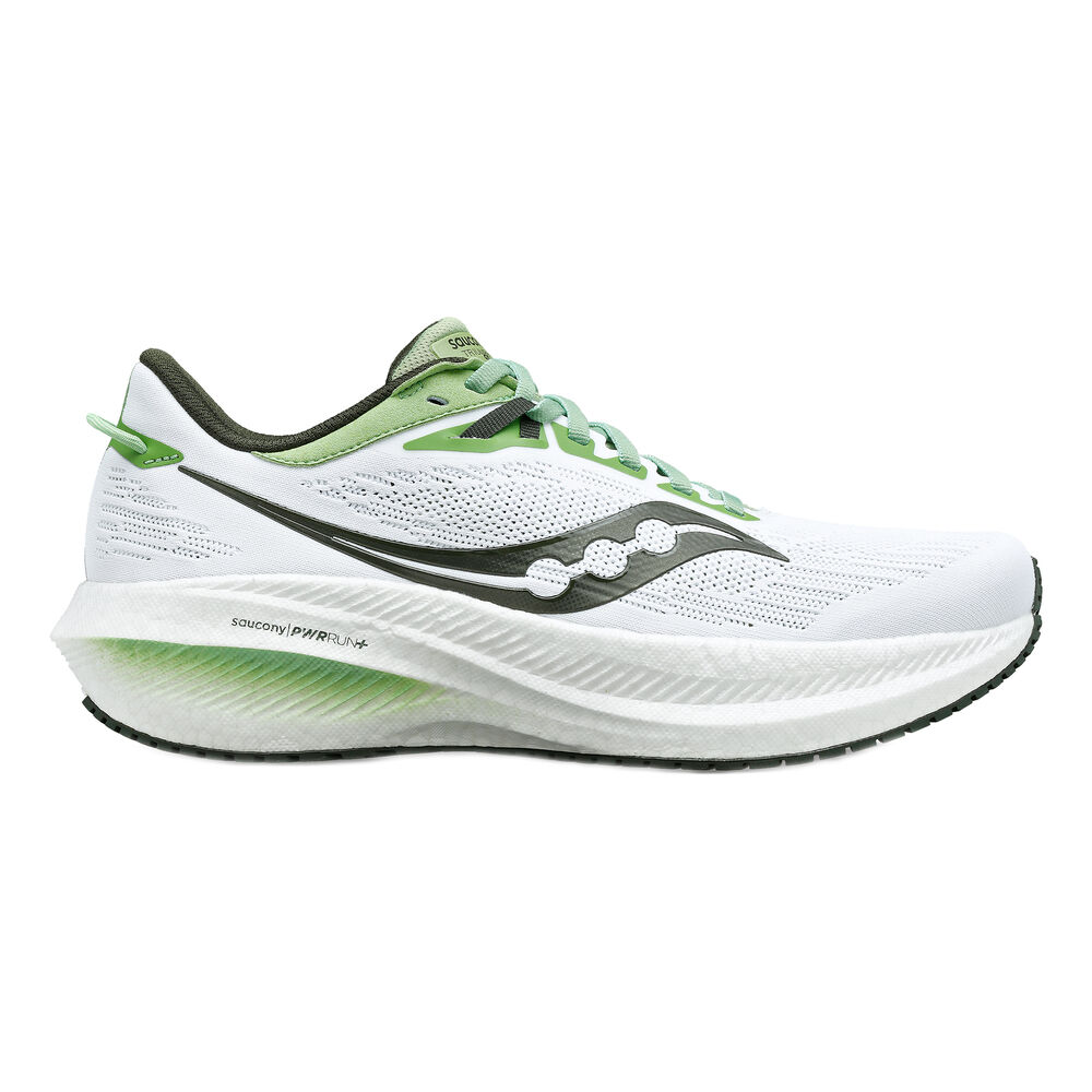saucony triumph 21 neutral running shoe men - white, green, size 7.5