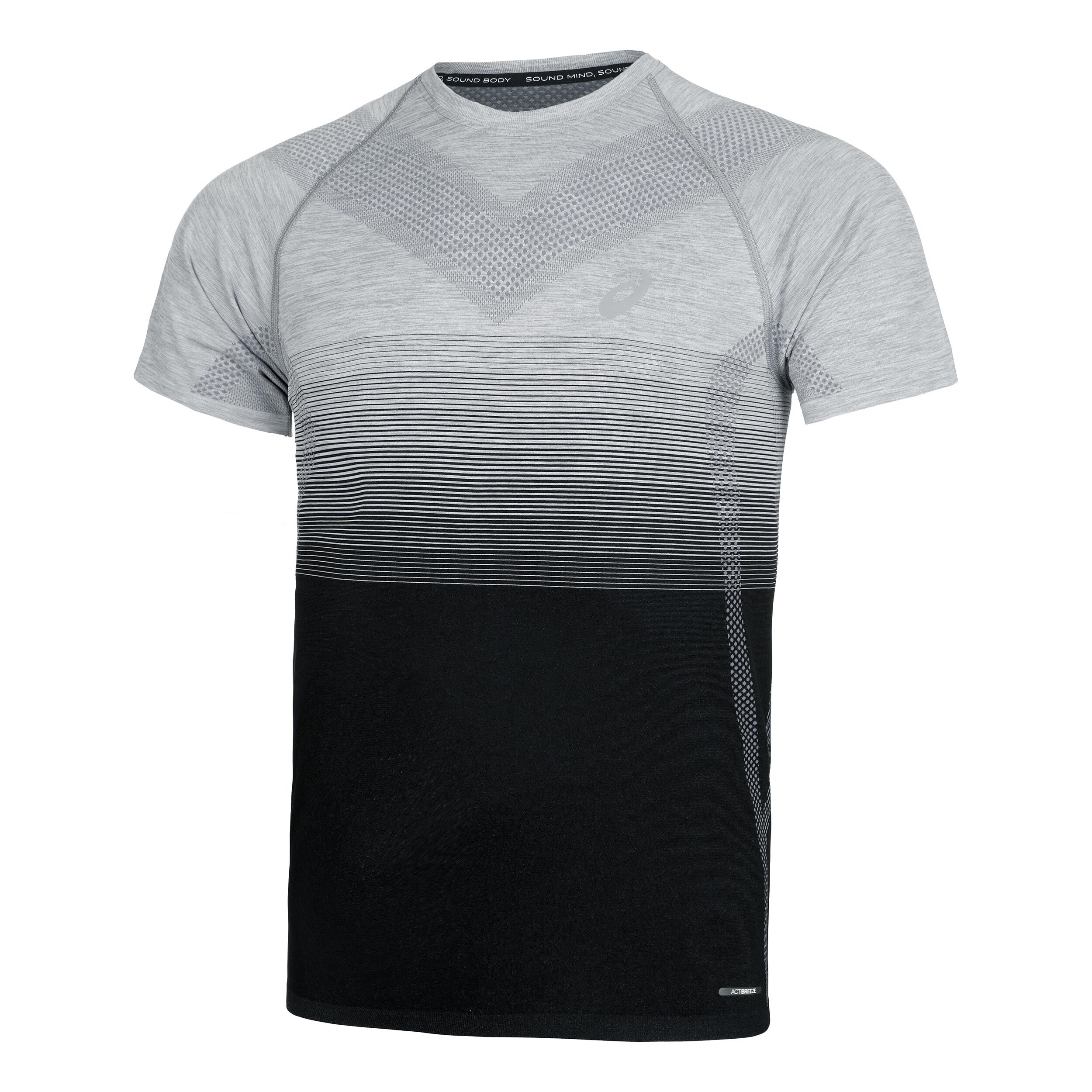 Black and white striped running shirt sale