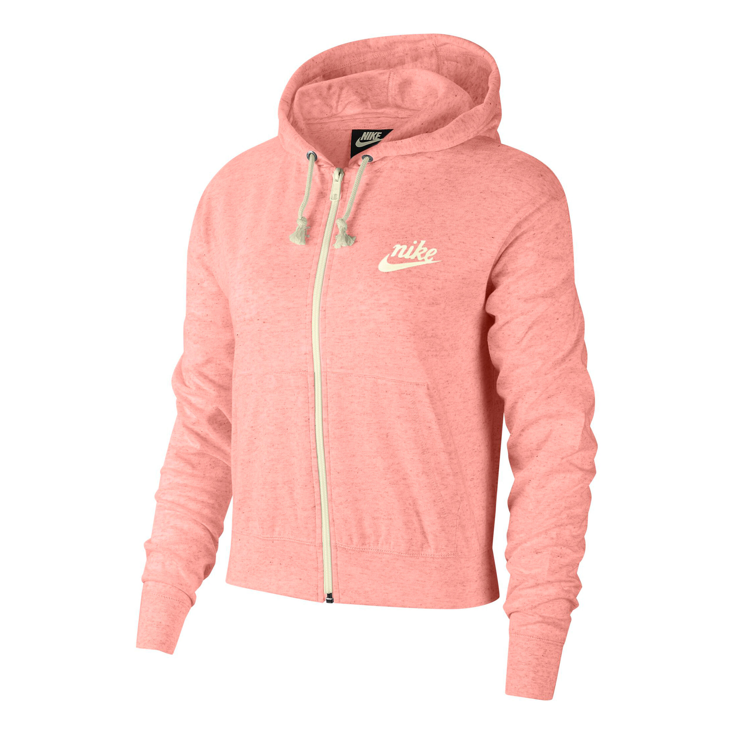 Sportswear Gym Vintage Zip Hoodie Women Apricot White