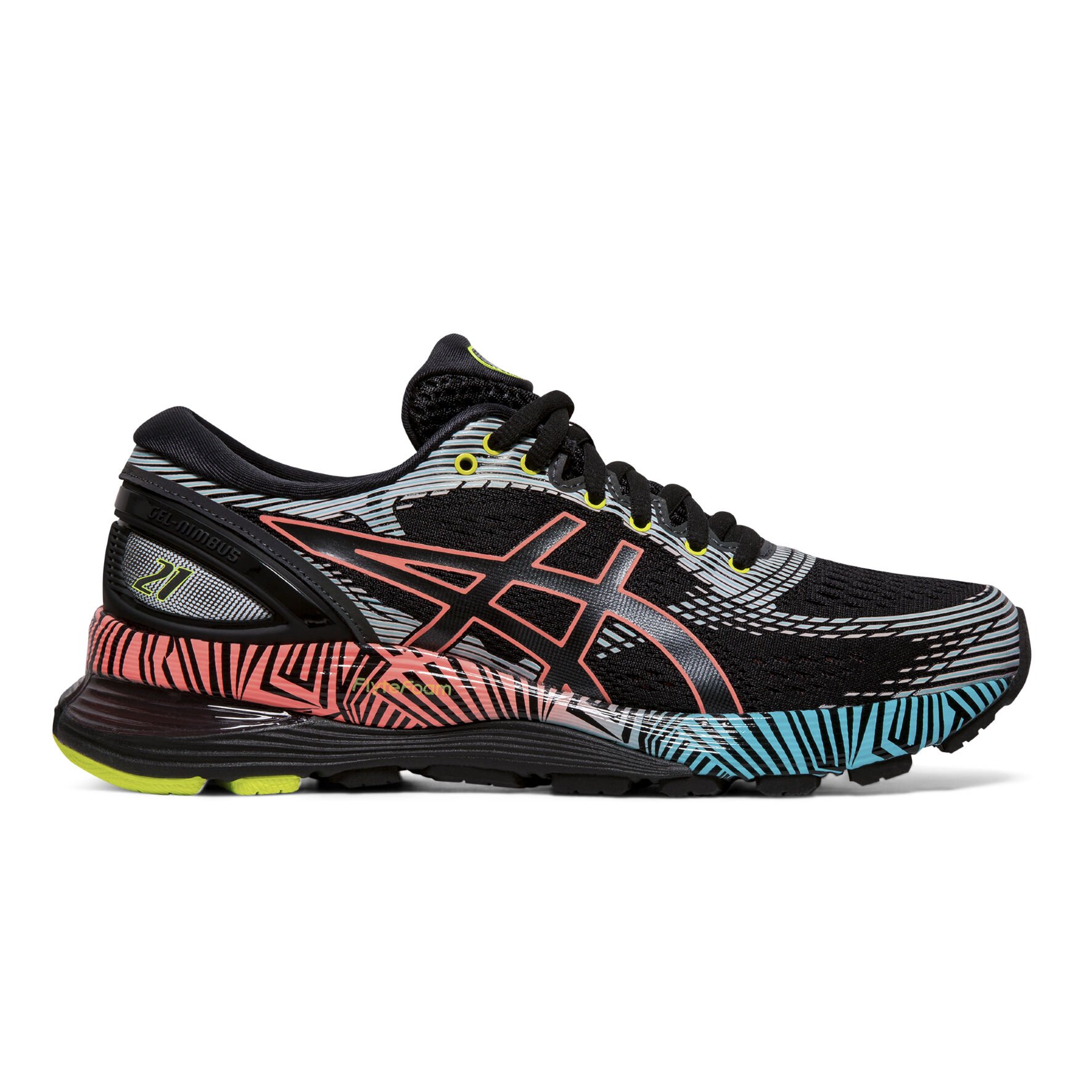 Buy ASICS Gel Nimbus 21 Lite Show Neutral Running Shoe Women Black Turquoise online Running Point UK