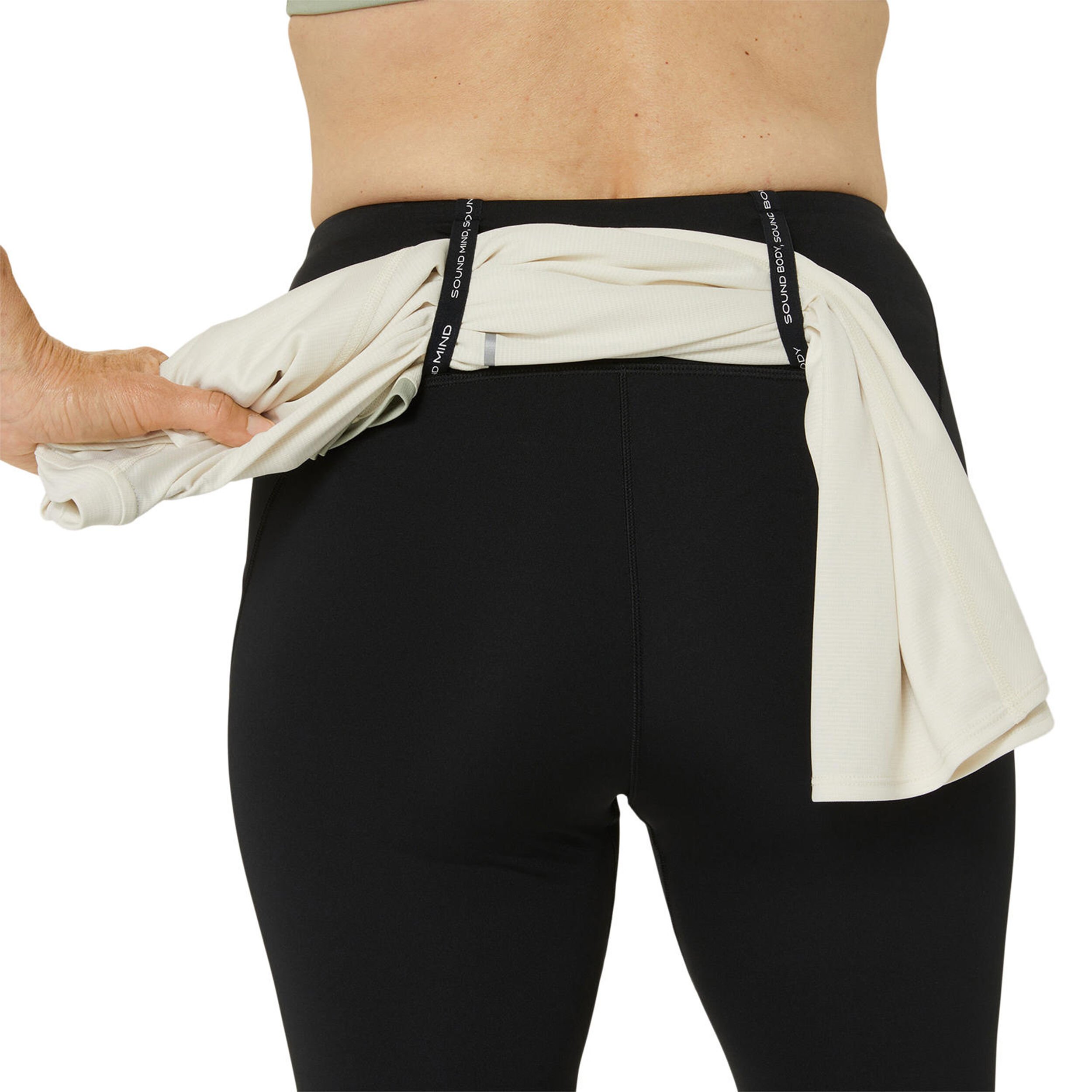 Road High Waist Capri Running Tights Women Black