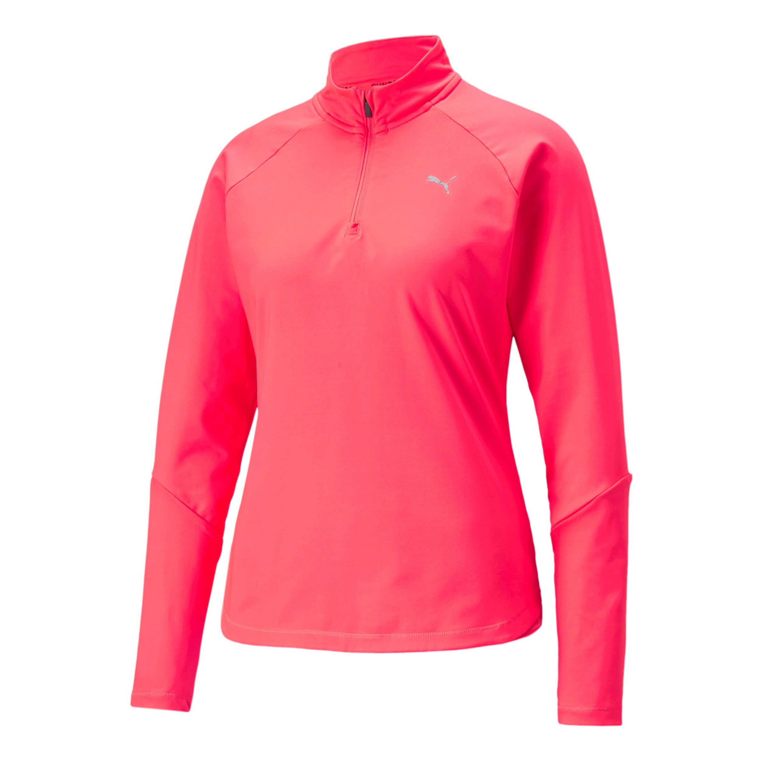 Knit Half Zip Long Sleeve Women Pink