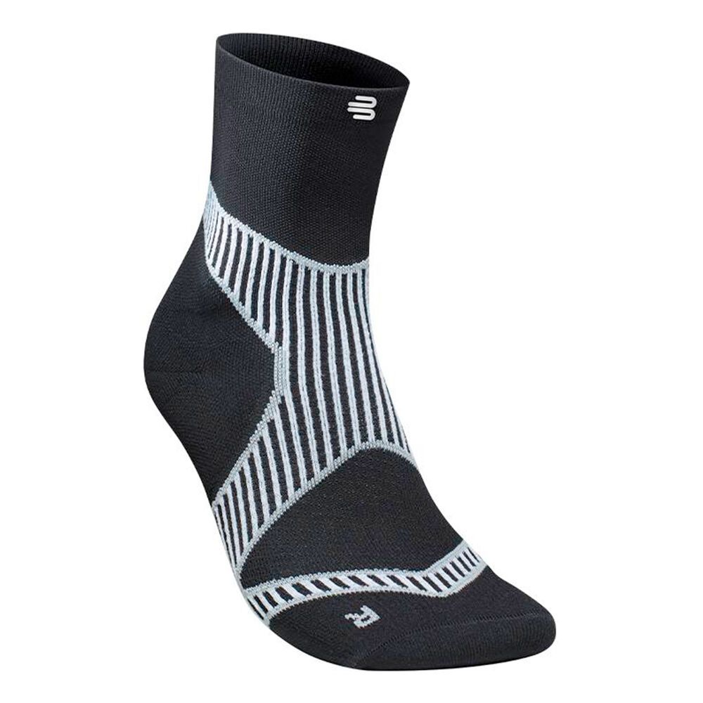 bauerfeind performance mid cut running socks women - black, white, size 4.5-6