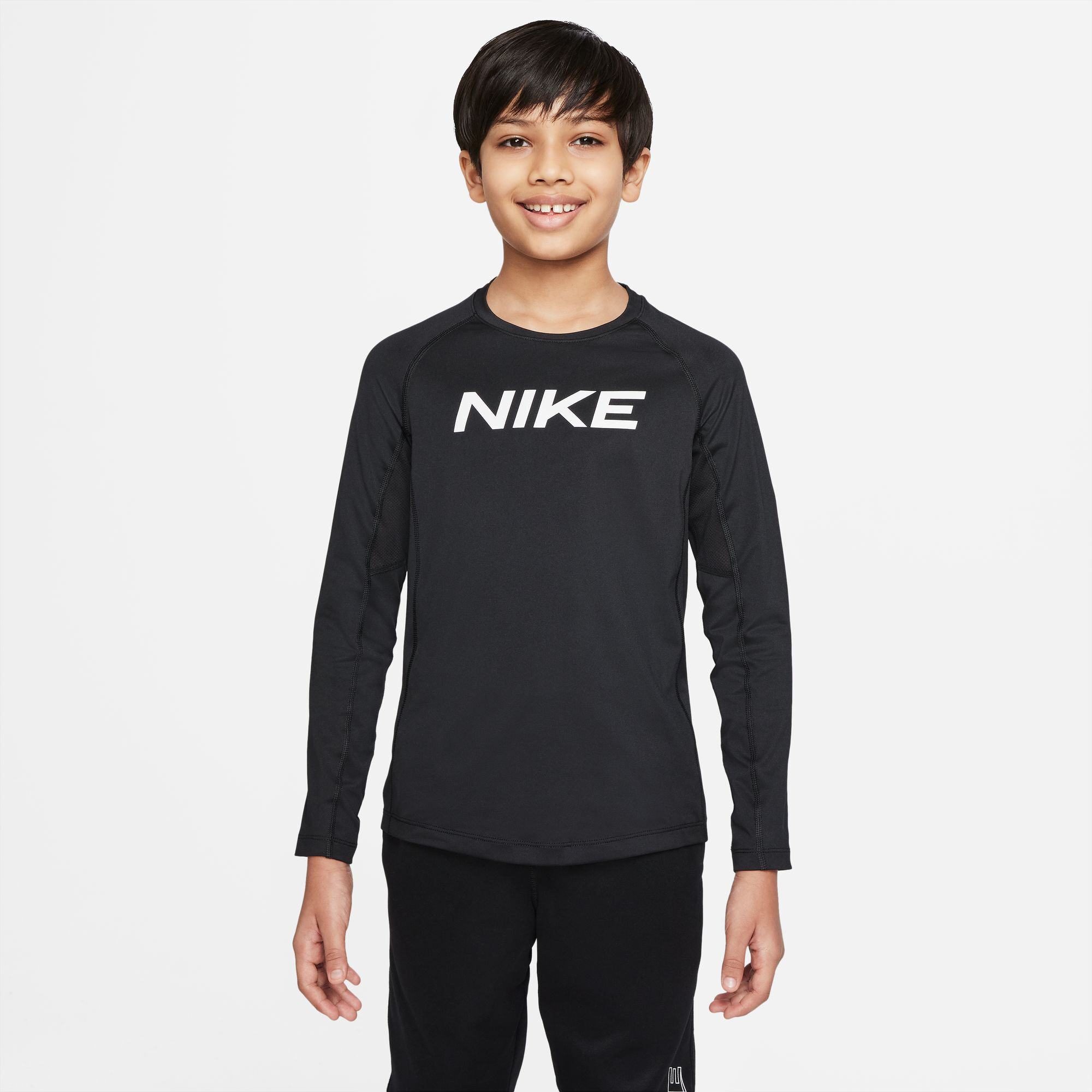 Buy Nike Dri Fit Pro Long Sleeve Boys Black White online