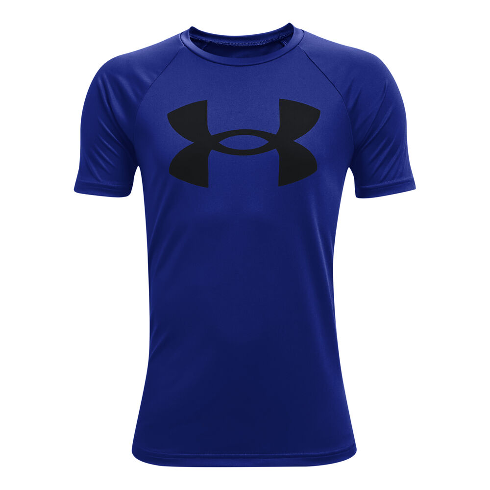 under armour tech big logo t-shirt boys - blue, black, size xs
