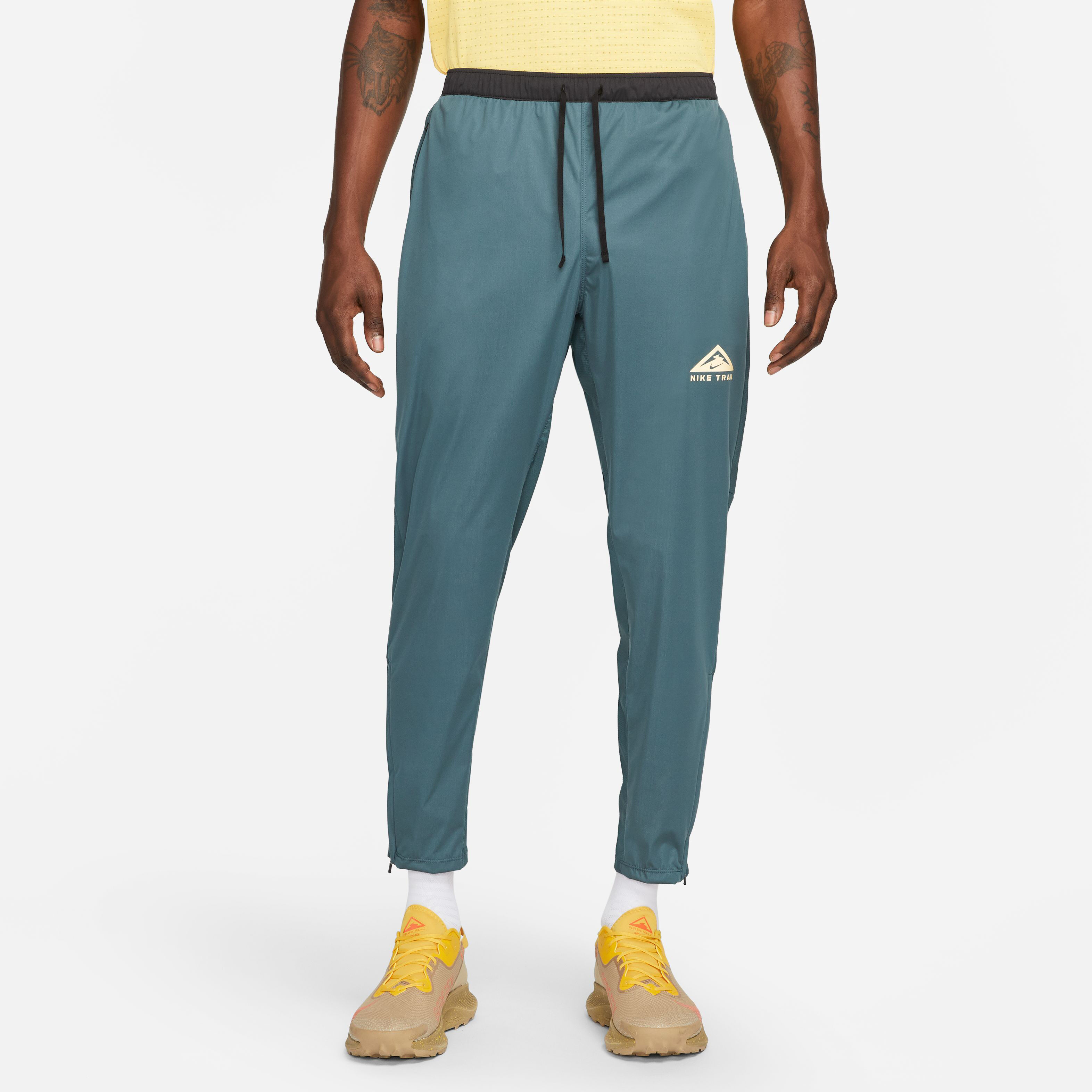 Trail Phenom Element Knit Running Pants Men Petrol Yellow