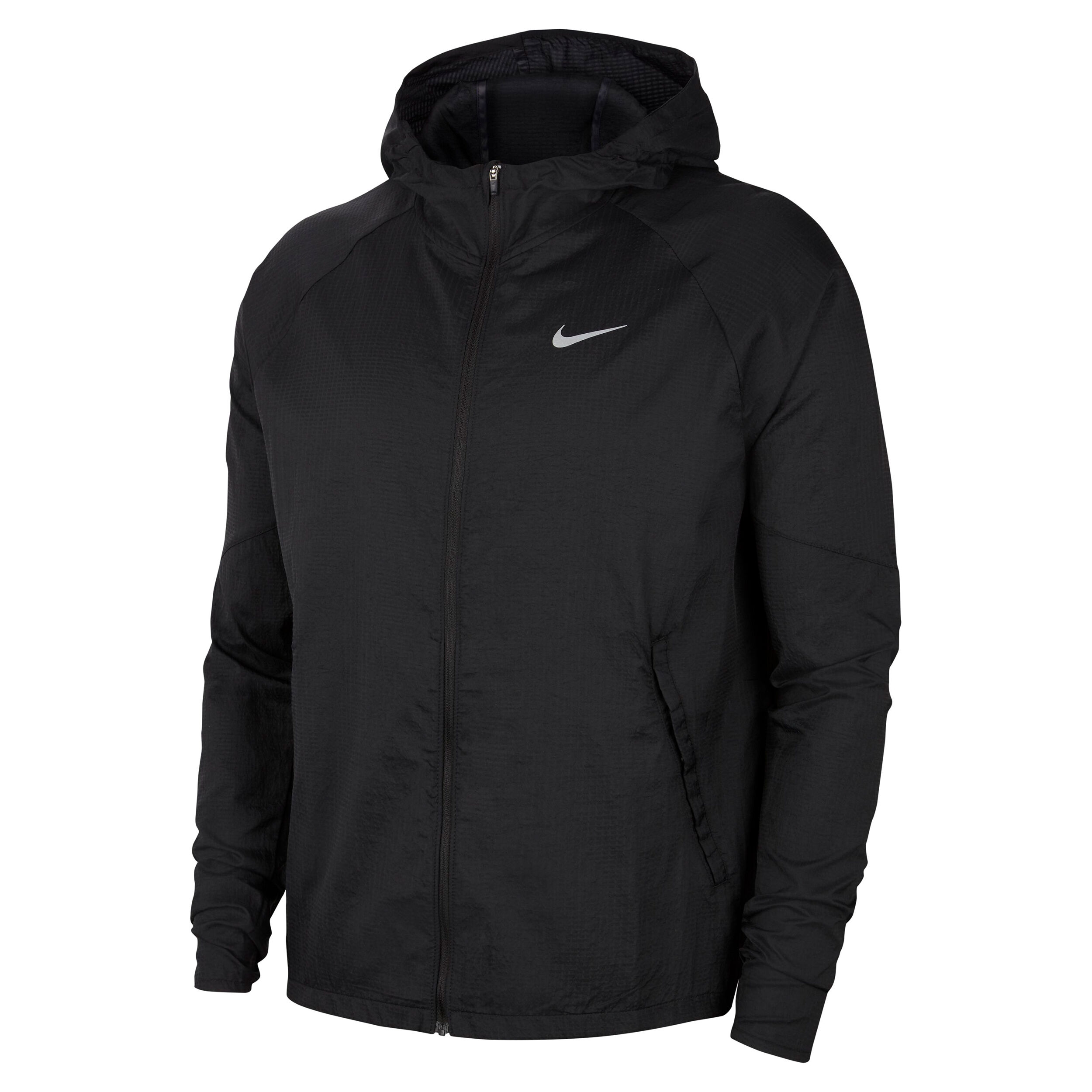 Essential Running Jacket Men Black Silver