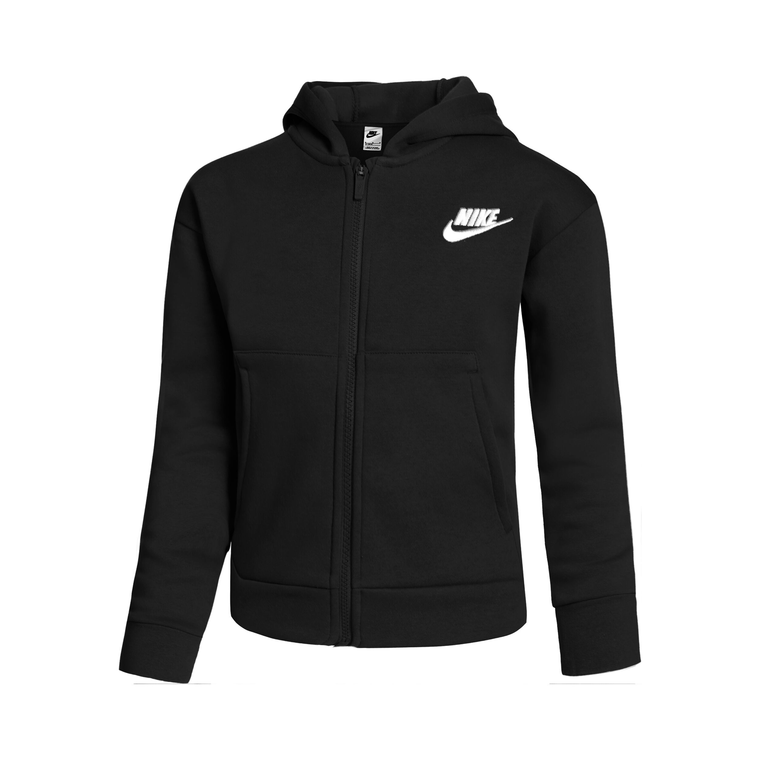 Sportswear Club Fleece Zip Hoodie Girls Black White