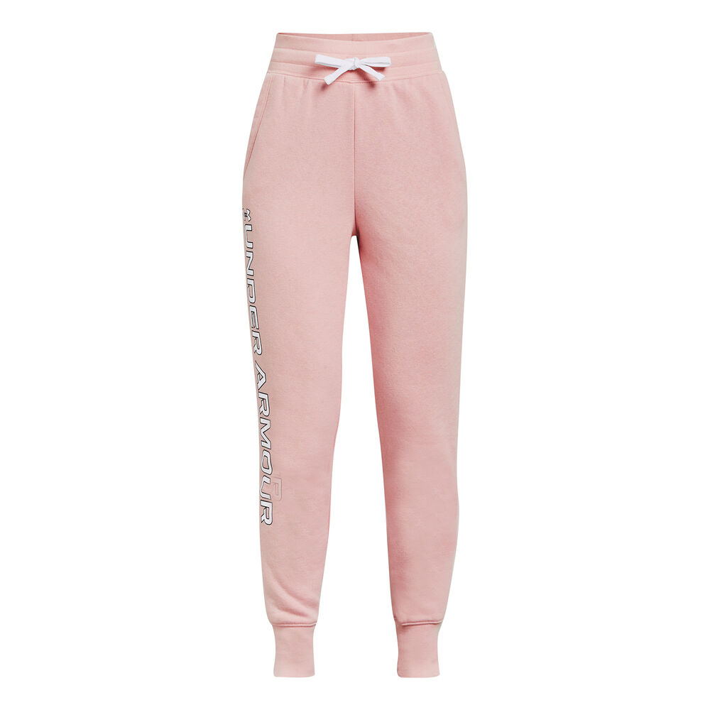 under armour rival fleece training pants girls - pink, size 164