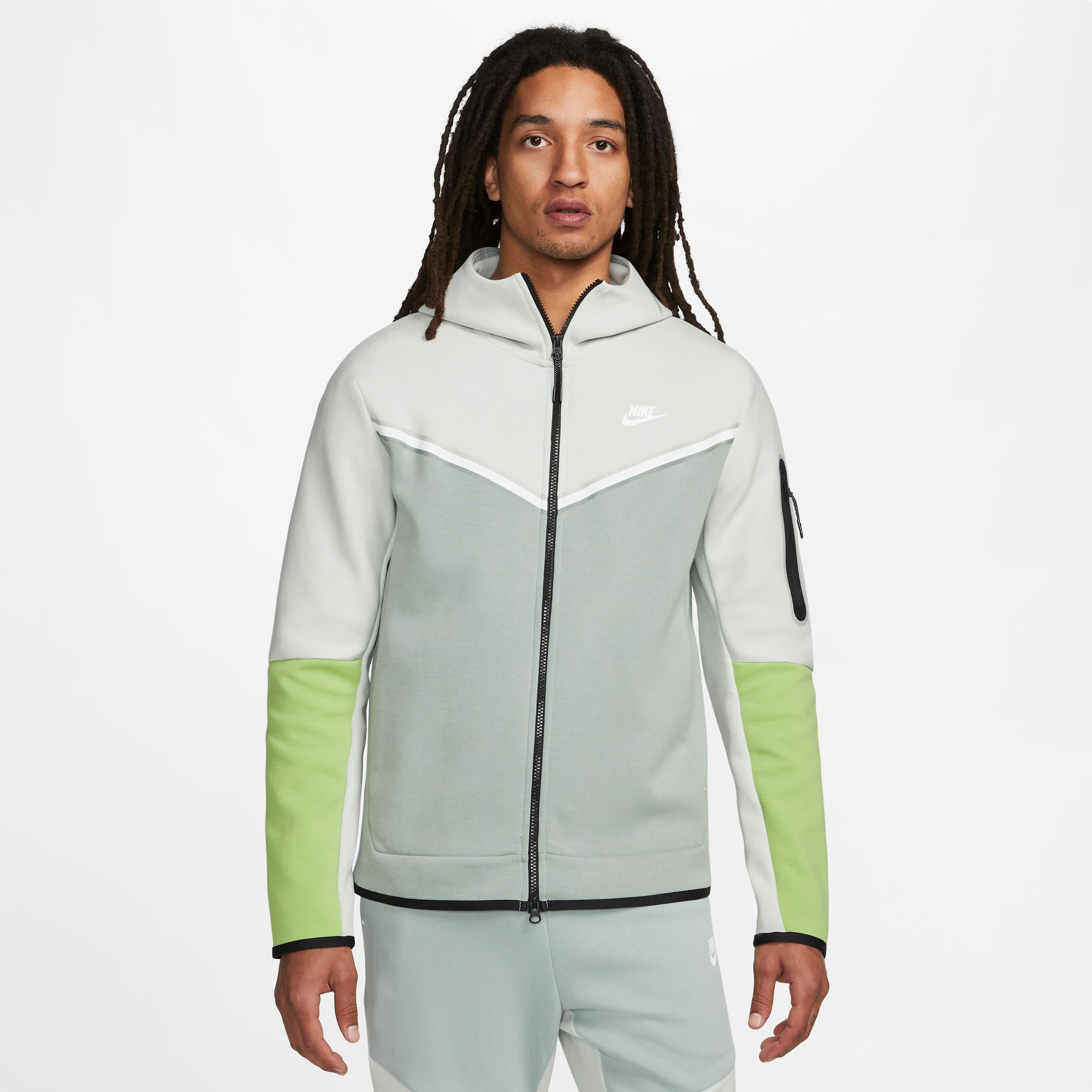 Sportswear Tech Fleece Zip Hoodie Men Grey Green