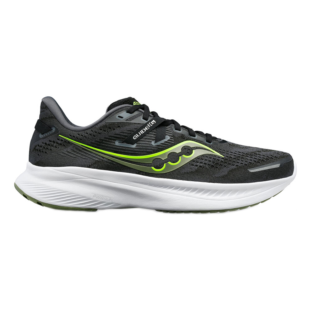 saucony guide 16 stability running shoe men - black, green, size 9
